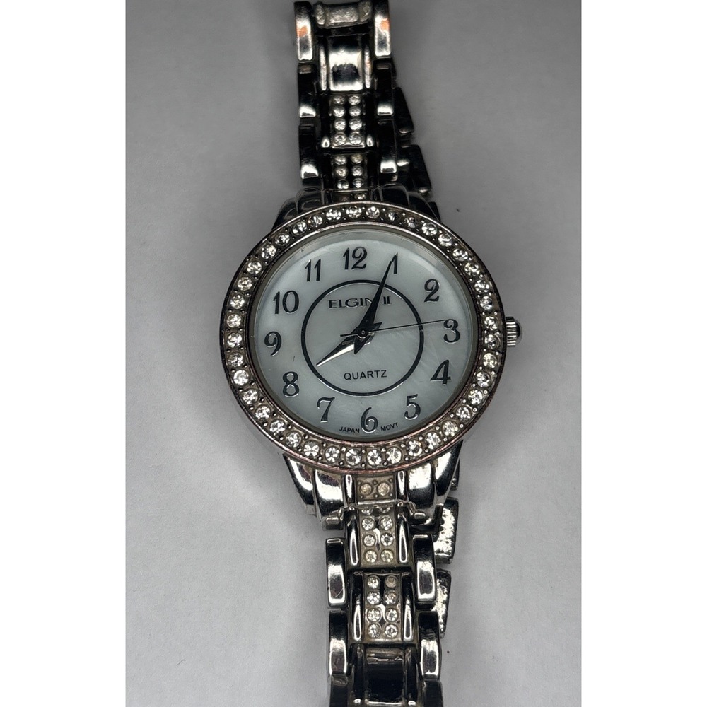 Avon Women's Elgin II Watch, Quartz Movement Silver Tone Rhinestones